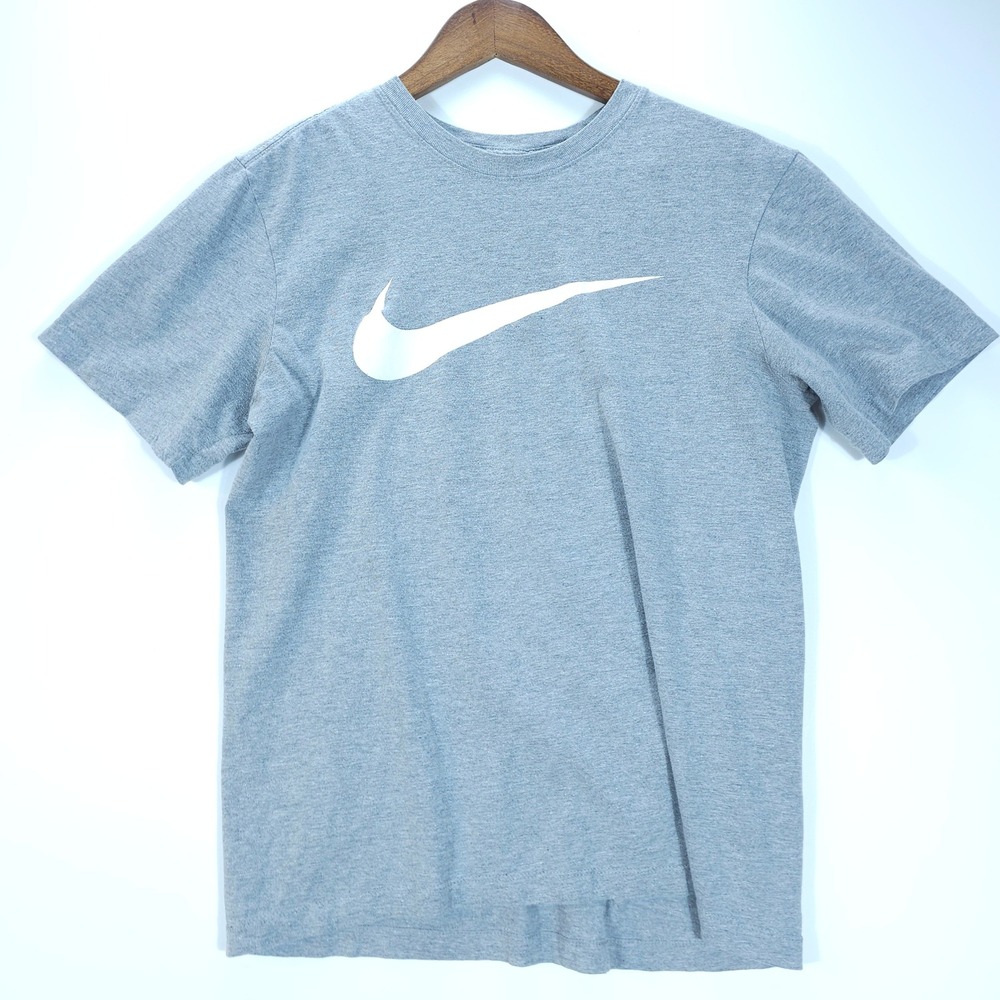 Nike T-Shirt Mens Small Gray Streetwear Big Swoosh Logo Short Sleeve Tee